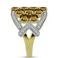Goldplattierter Silberring mit Cognac-Quarz und weißem Topas
