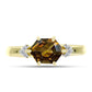 Goldplattierter Silberring mit Cognac-Quarz und weißem Topas