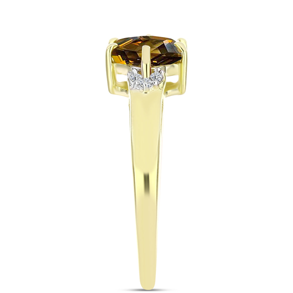 Goldplattierter Silberring mit Cognac-Quarz und weißem Topas