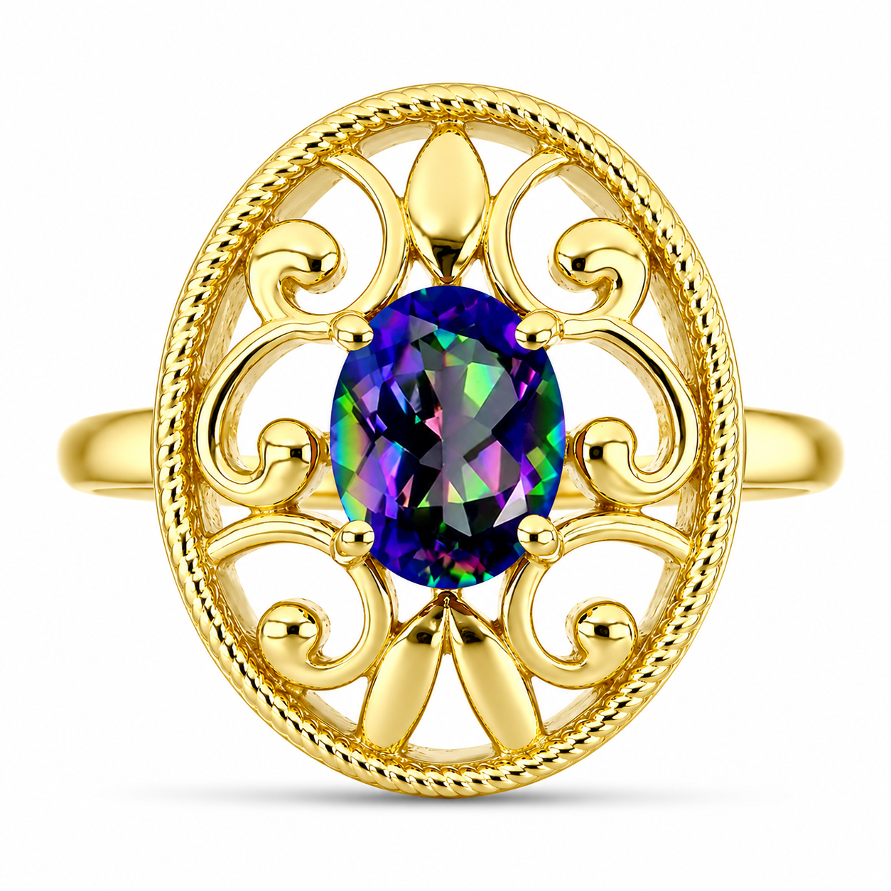 Goldplattierter Silberring mit mystischem Topas 1 