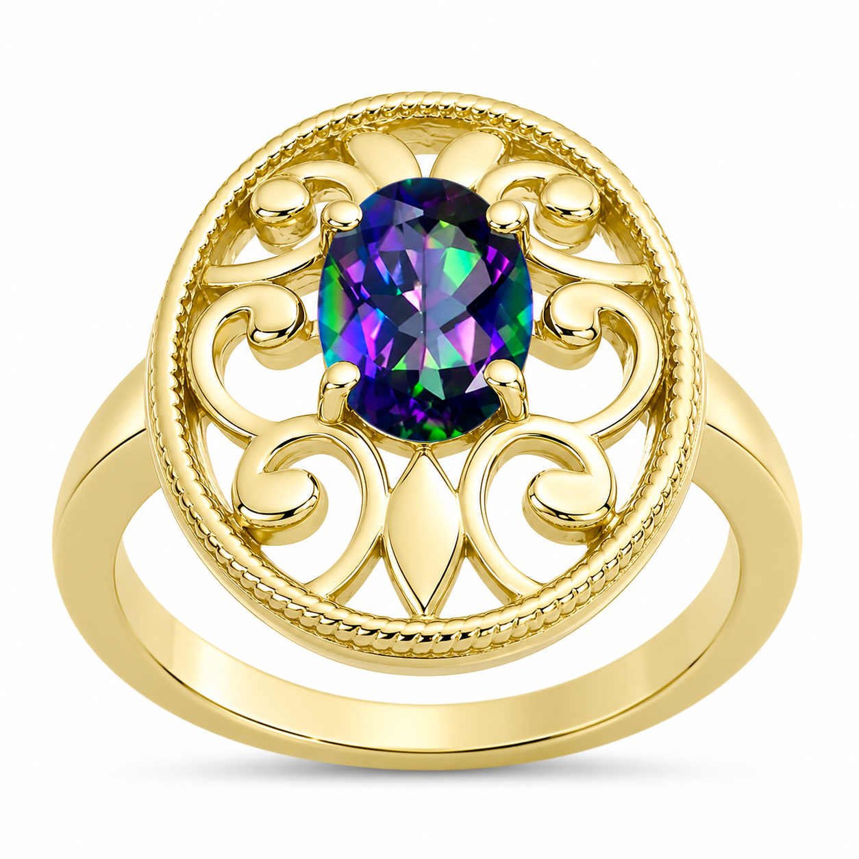 Goldplattierter Silberring mit mystischem Topas 4 