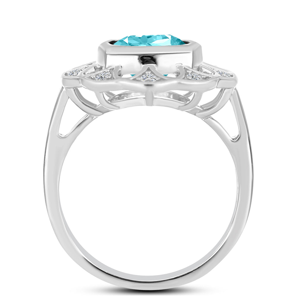 Silberring mit Paraiba Quarz und weißem Topas 2 