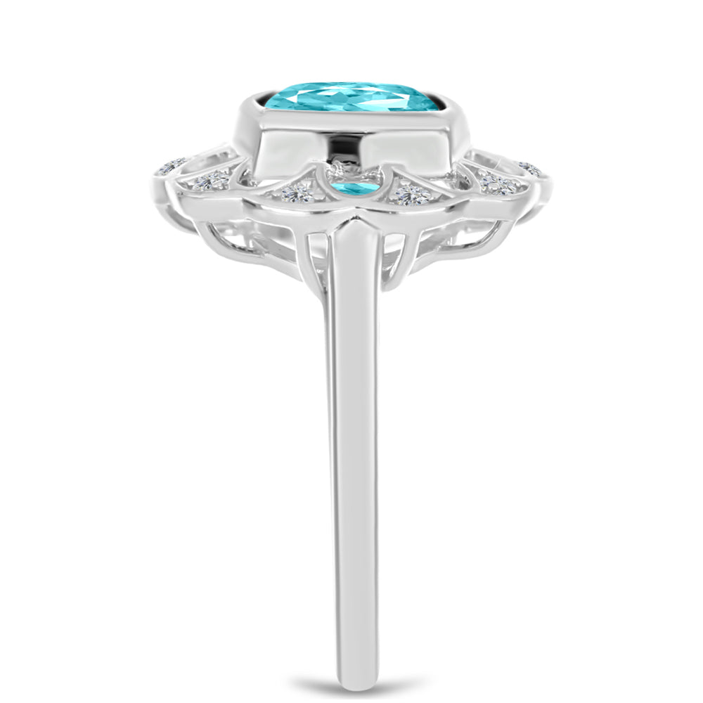 Silberring mit Paraiba Quarz und weißem Topas 4 