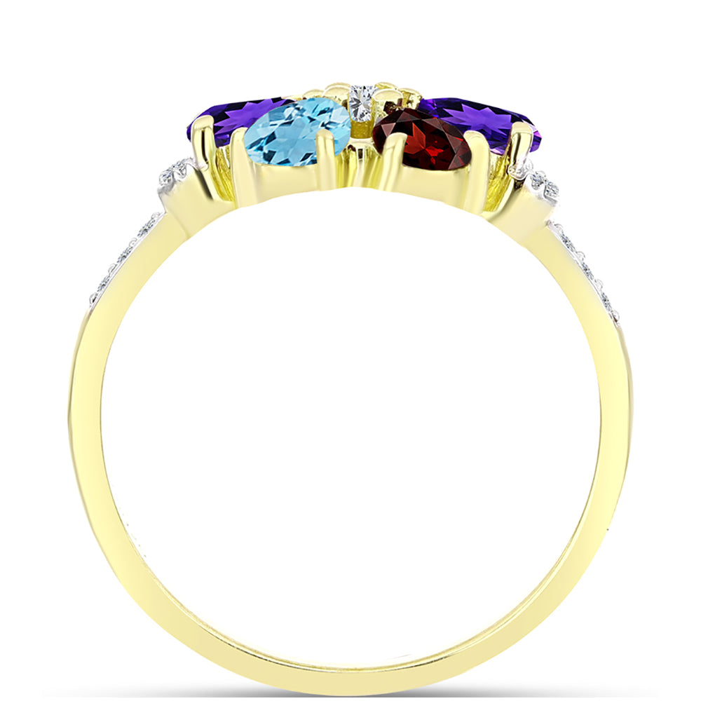 Goldplattierter Silberring mit Barton Granat und marokkanischem Amethyst 2 