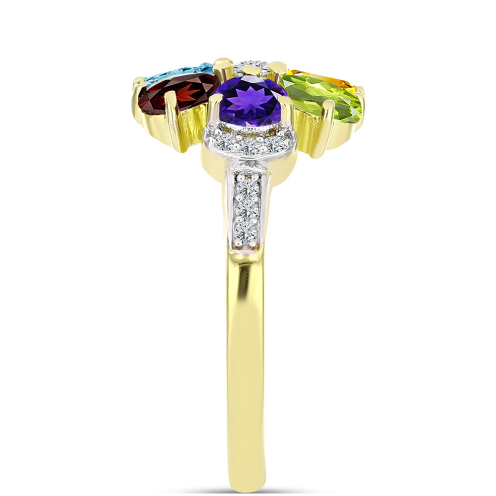 Goldplattierter Silberring mit Barton Granat und marokkanischem Amethyst 4 