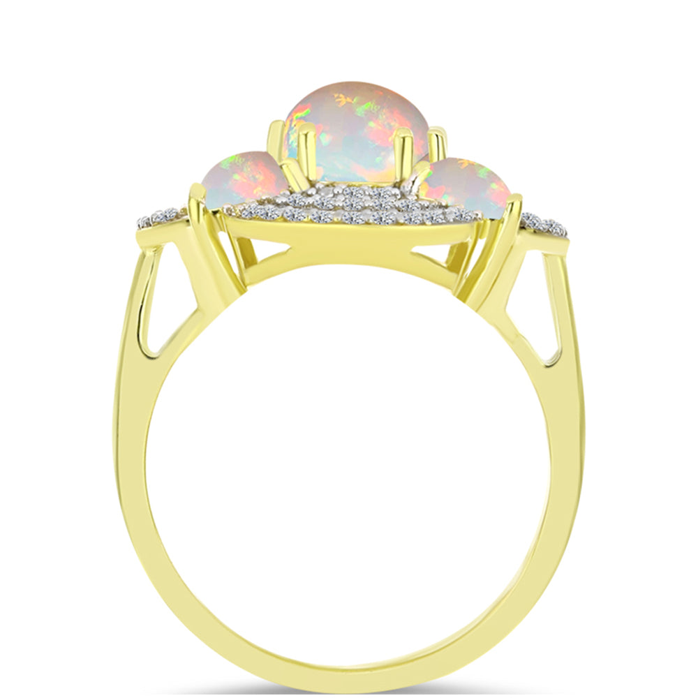 Goldplattierter Silberring mit Welo-Opal und weißem Topas