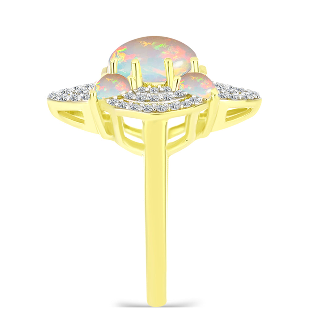 Goldplattierter Silberring mit Welo-Opal und weißem Topas