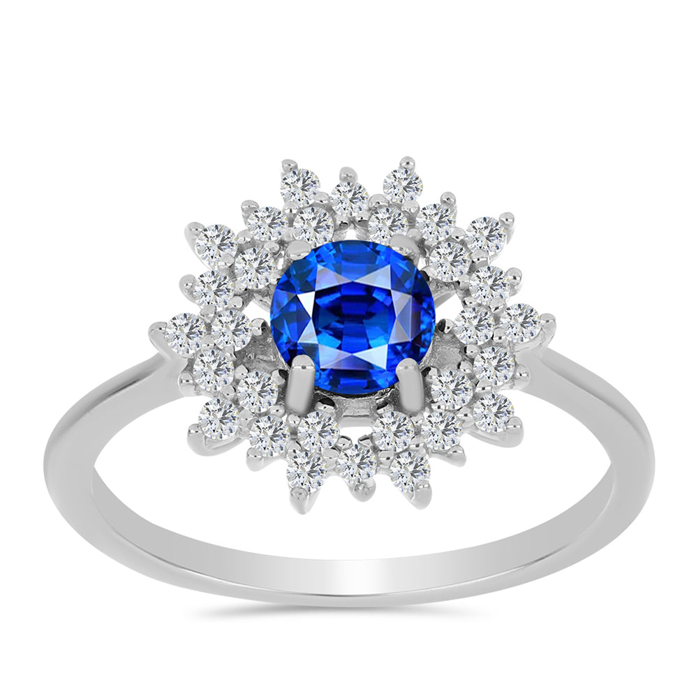 Silberring mit australischem blauem Saphir und weißem Topas 1 