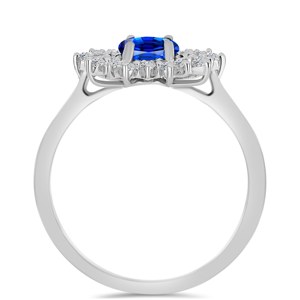 Silberring mit australischem blauem Saphir und weißem Topas 4 