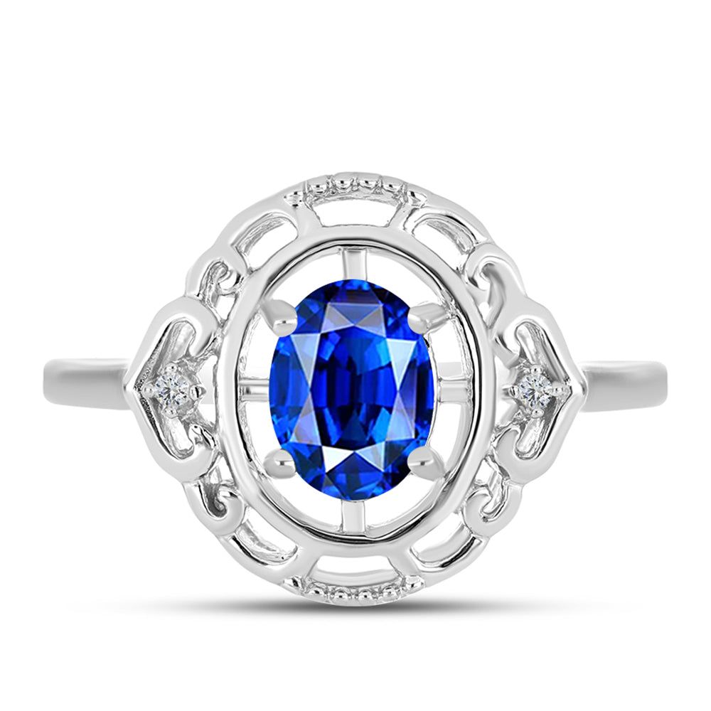 Silberring mit australischem blauem Saphir und weißem Topas 1 