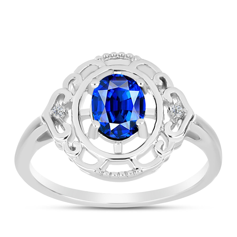 Silberring mit australischem blauem Saphir und weißem Topas 3 