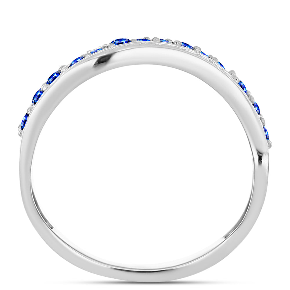 Silberring mit australischem blauem Saphir und weißem Topas 2 