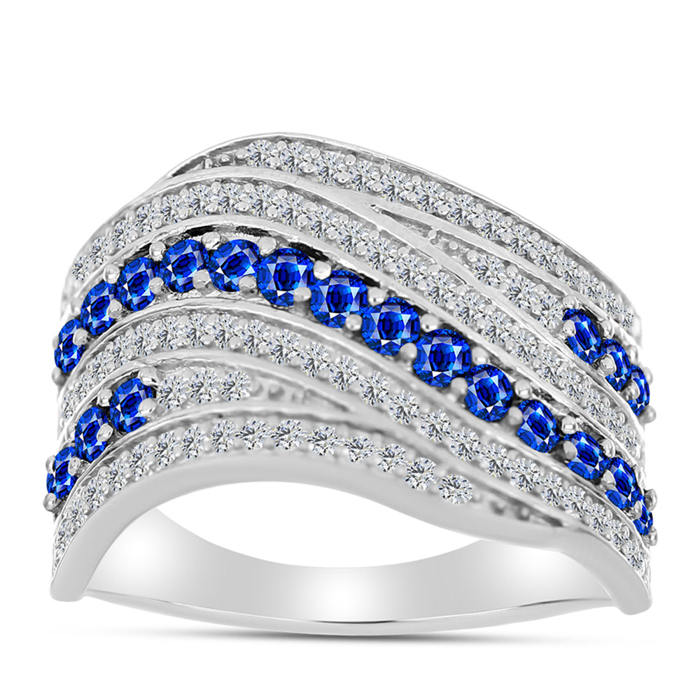 Silberring mit australischem blauem Saphir und weißem Topas