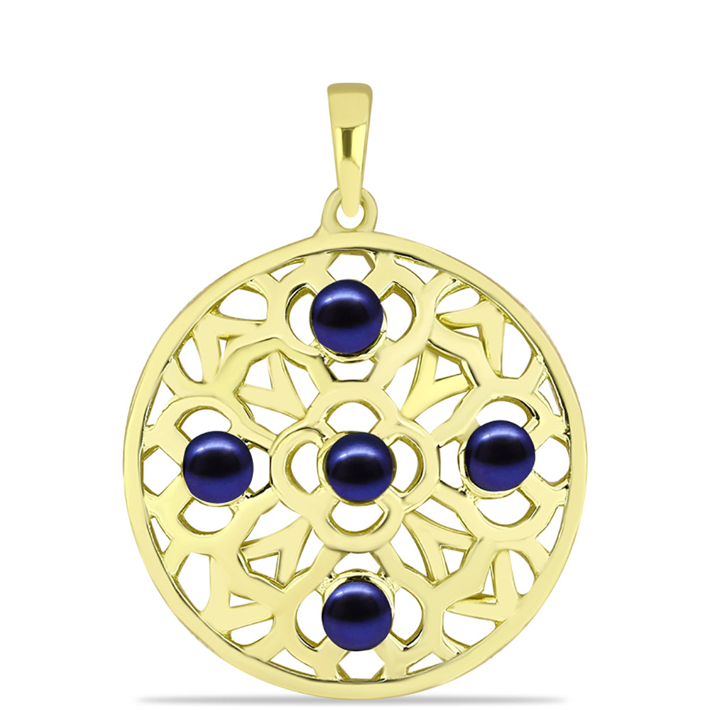Goldplattierter Silberanhänger mit schwarzer Süßwasserzuchtperle