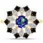 Goldplattierter Silberring mit mystischem Topas und schwarzem Spinell