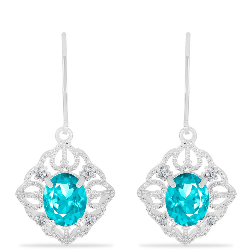 Silberohrringe mit Paraiba Quarz und weißem Topas 1 