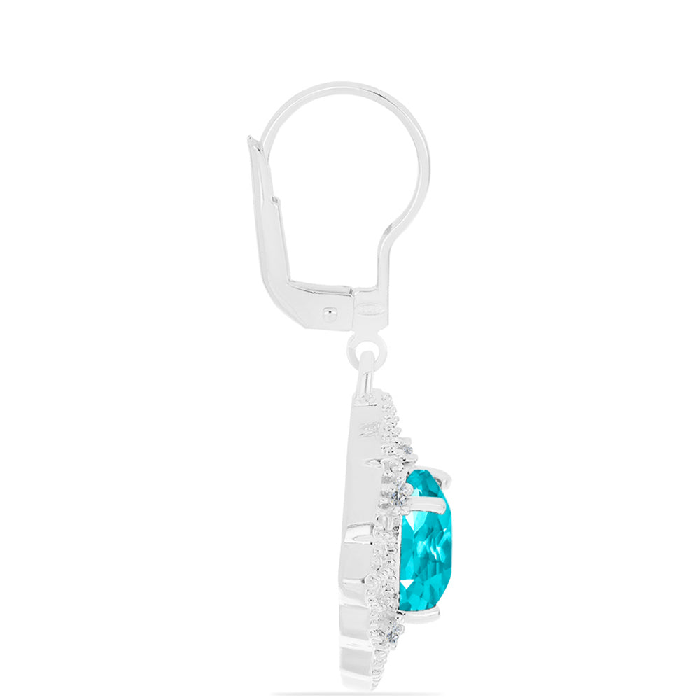 Silberohrringe mit Paraiba Quarz und weißem Topas 2 