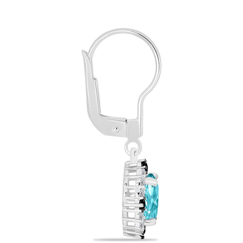 Silberohrringe mit Paraiba Quarz und schwarzem Spinell 2 