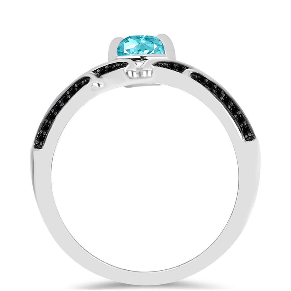 Silberring mit Paraiba Quarz und schwarzem Spinell 2 