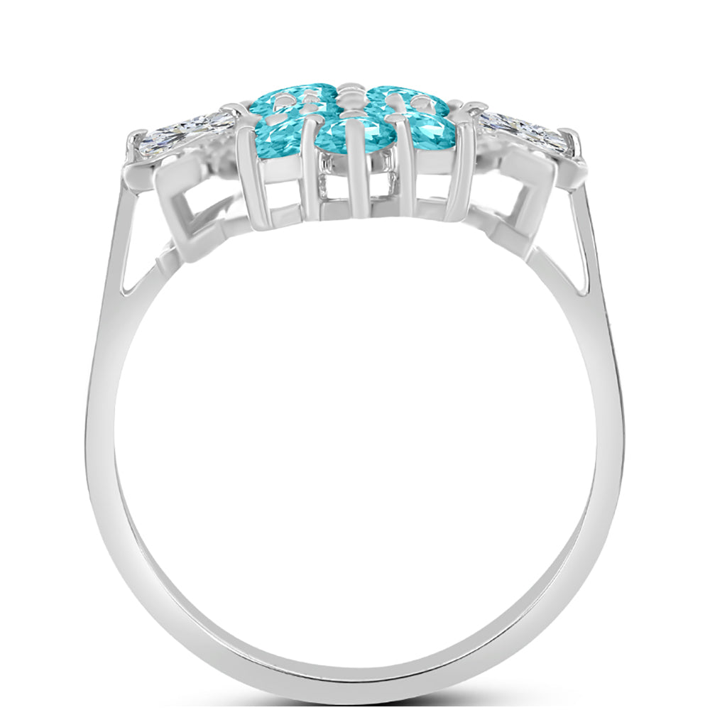 Silberring mit Paraiba Quarz und weißem Topas
