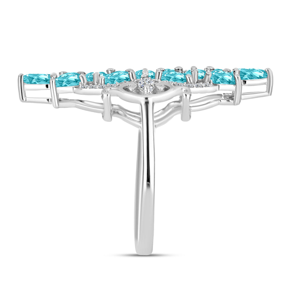 Silberring mit Paraiba Quarz und weißem Topas