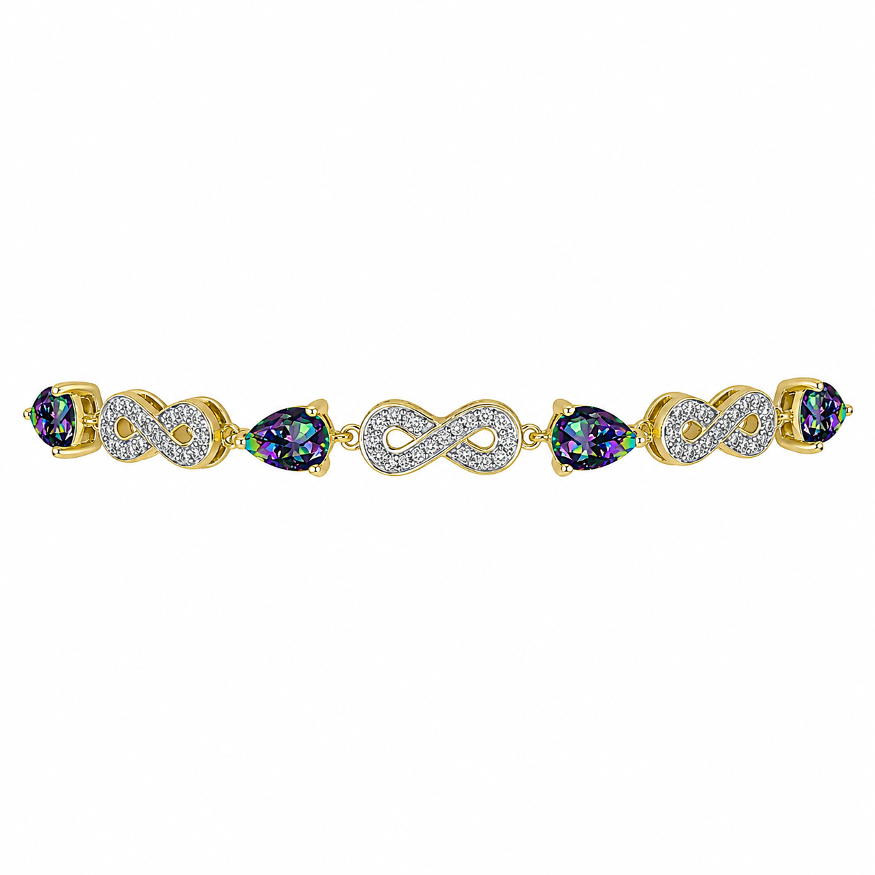 Goldplattiertes Silberarmband mit mystischem Topas und weißem Topas 2 