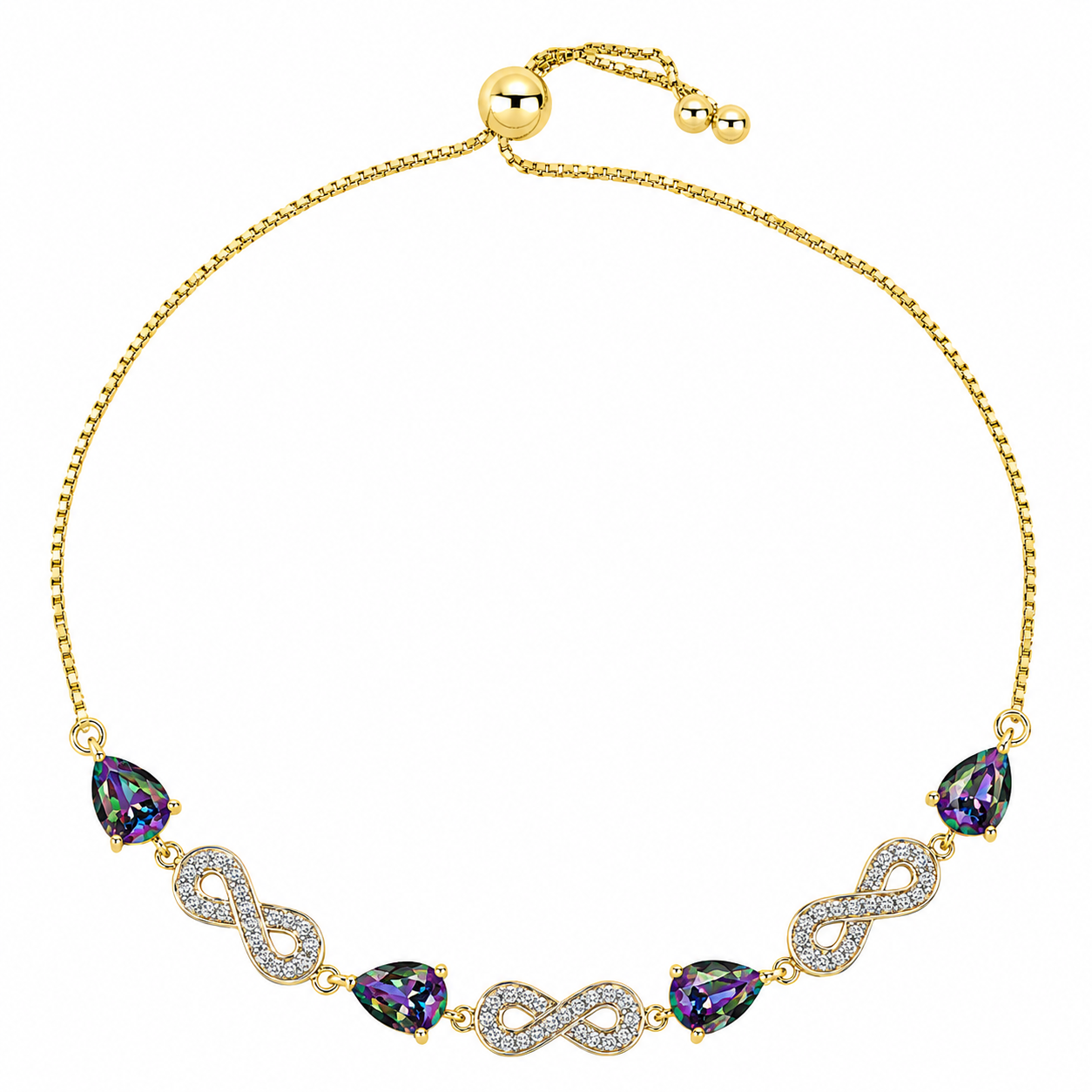 Goldplattiertes Silberarmband mit mystischem Topas und weißem Topas