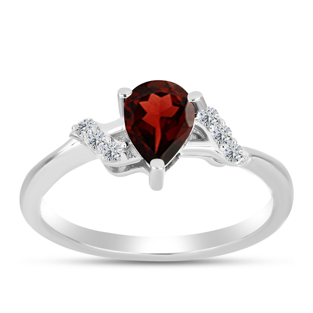 Silberring mit Barton Granat und weißem Topas