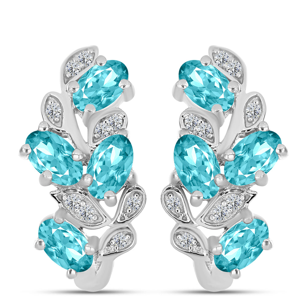 Silberohrringe mit Paraiba Quarz und weißem Topas