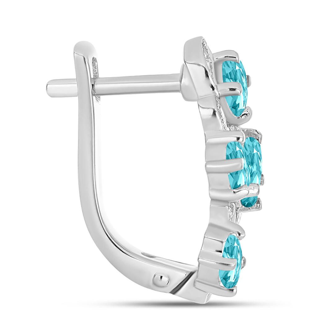 Silberohrringe mit Paraiba Quarz und weißem Topas