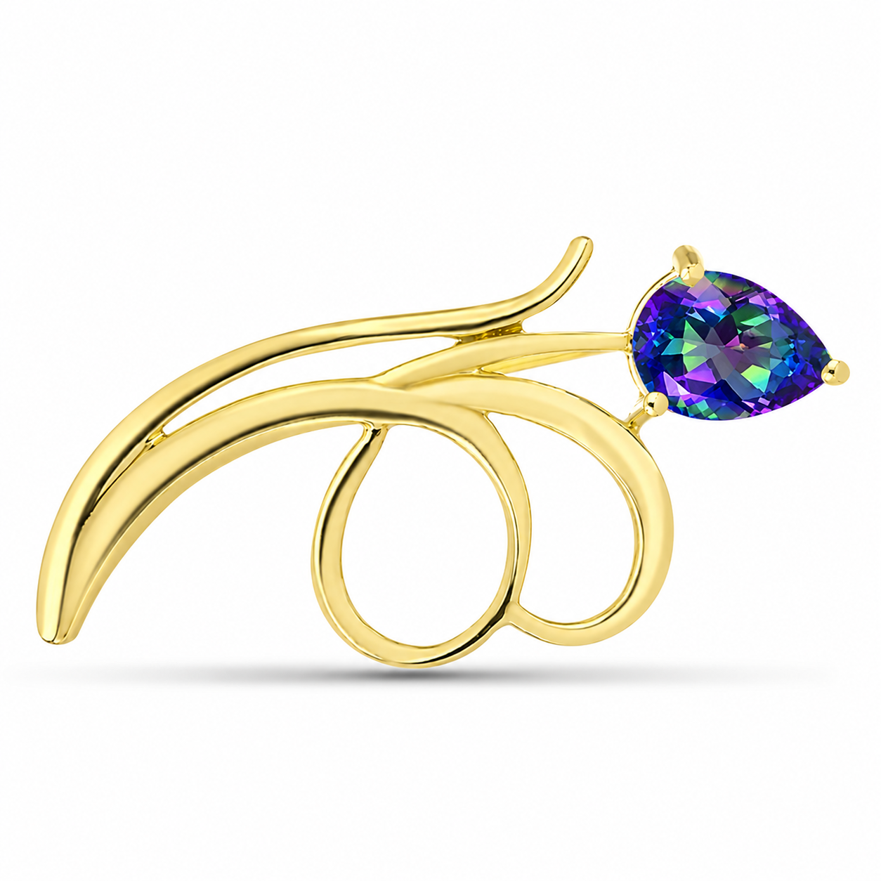 Goldplattierte Silberbrosche mit mystischem Topas 1 