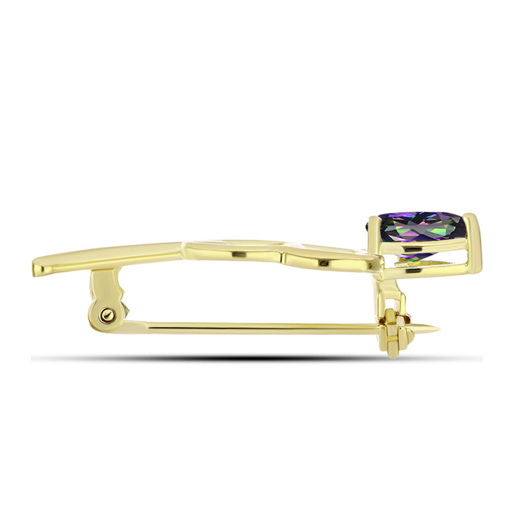 Goldplattierte Silberbrosche mit mystischem Topas 2 