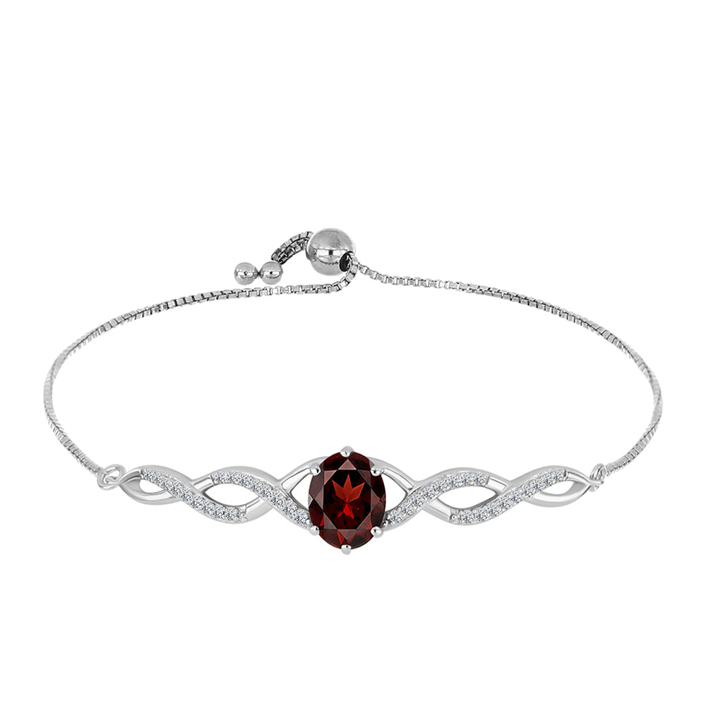 Silberarmband mit Barton Granat und weißem Topas 1 