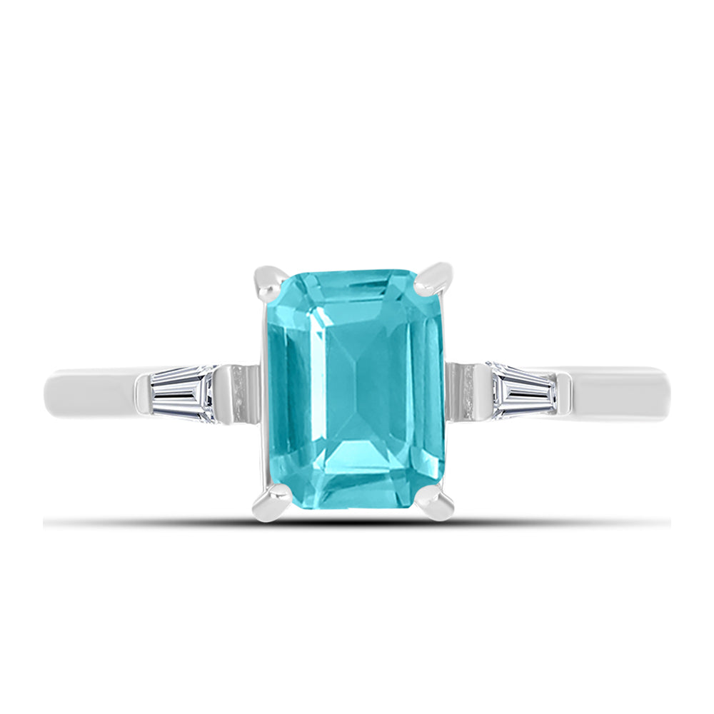Silberring mit Paraiba Quarz und weißem Zirkon 1 