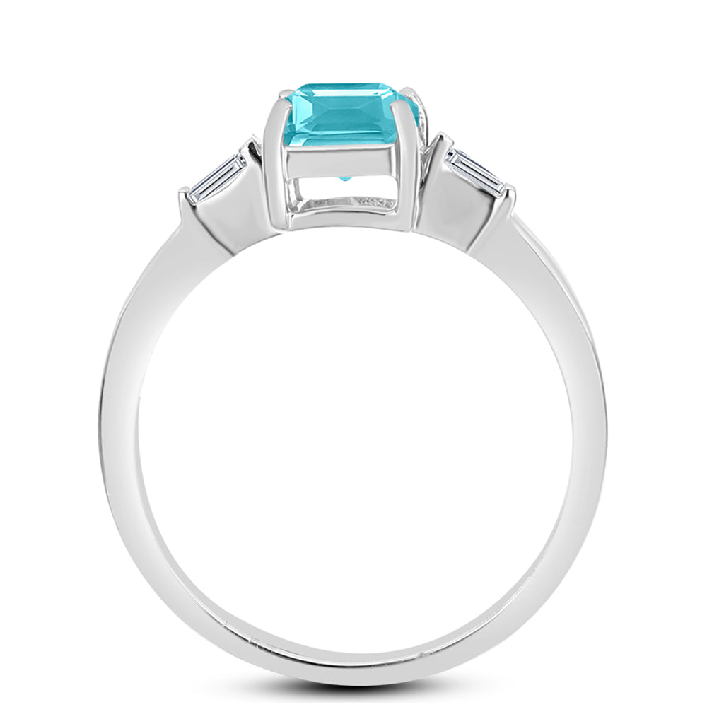 Silberring mit Paraiba Quarz und weißem Zirkon 2 
