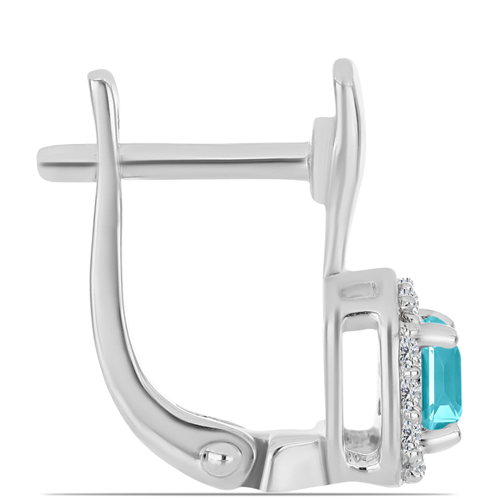 Silberohrringe mit Paraiba Quarz und weißem Topas