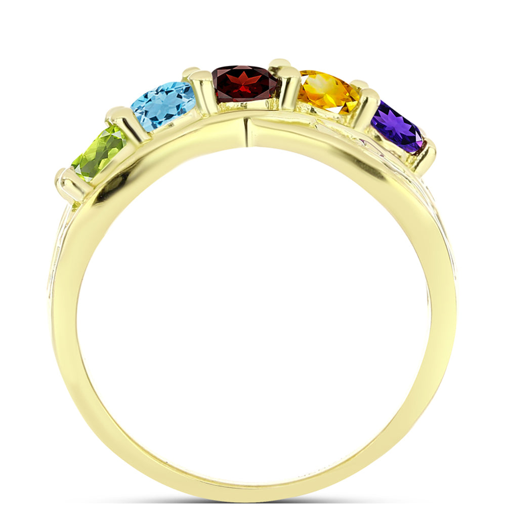 Goldplattierter Silberring mit Barton Granat und marokkanischem Amethyst 2 