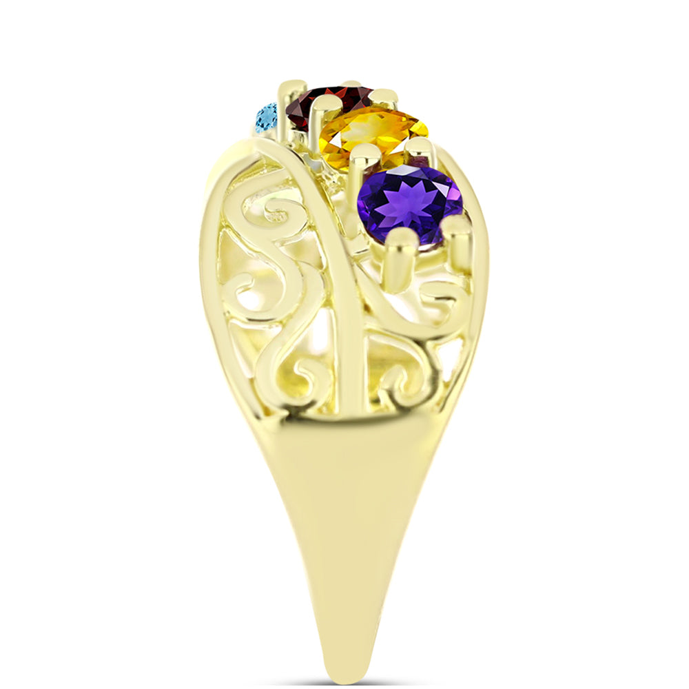 Goldplattierter Silberring mit Barton Granat und marokkanischem Amethyst