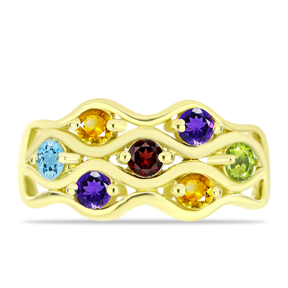 Goldplattierter Silberring mit Barton Granat und marokkanischem Amethyst 1 