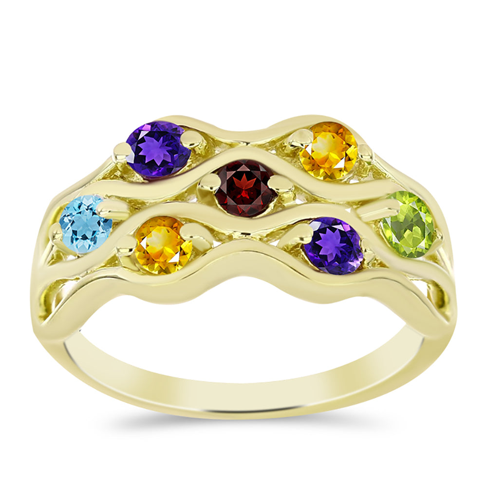 Goldplattierter Silberring mit Barton Granat und marokkanischem Amethyst 3 