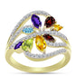 Goldplattierter Silberring mit Barton Granat und marokkanischem Amethyst