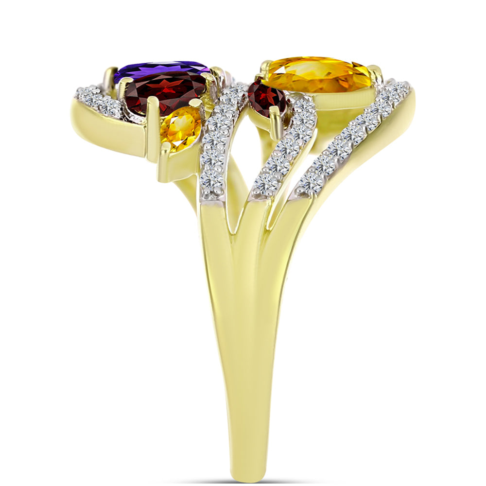 Goldplattierter Silberring mit Barton Granat und marokkanischem Amethyst 4 