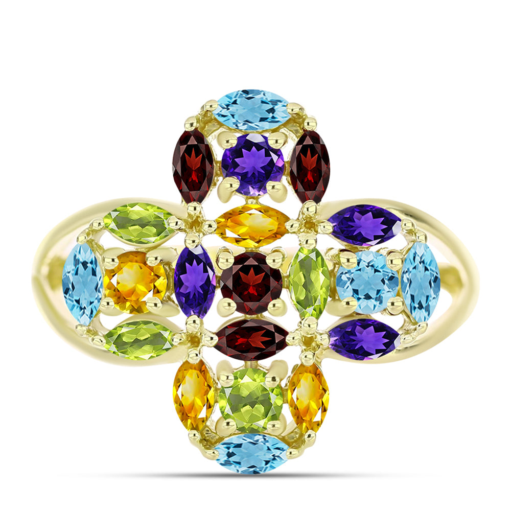 Goldplattierter Silberring mit Barton Granat und marokkanischem Amethyst 1 