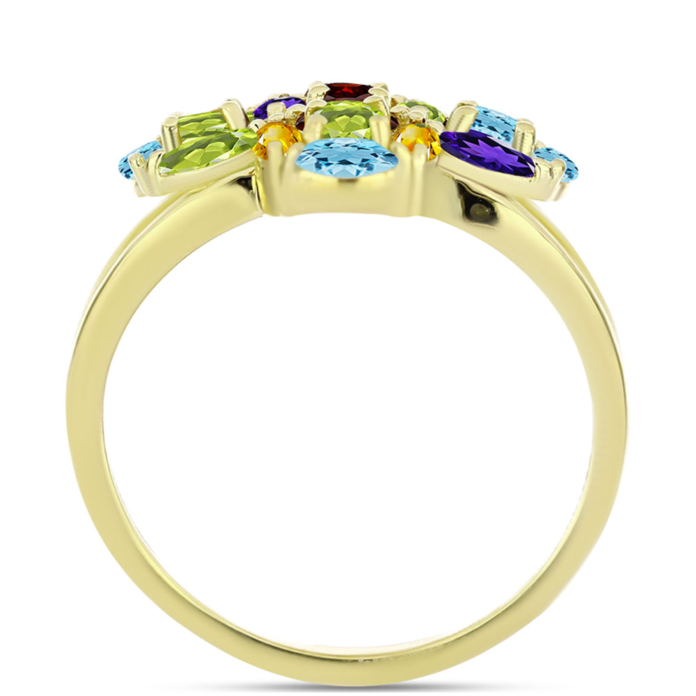 Goldplattierter Silberring mit Barton Granat und marokkanischem Amethyst