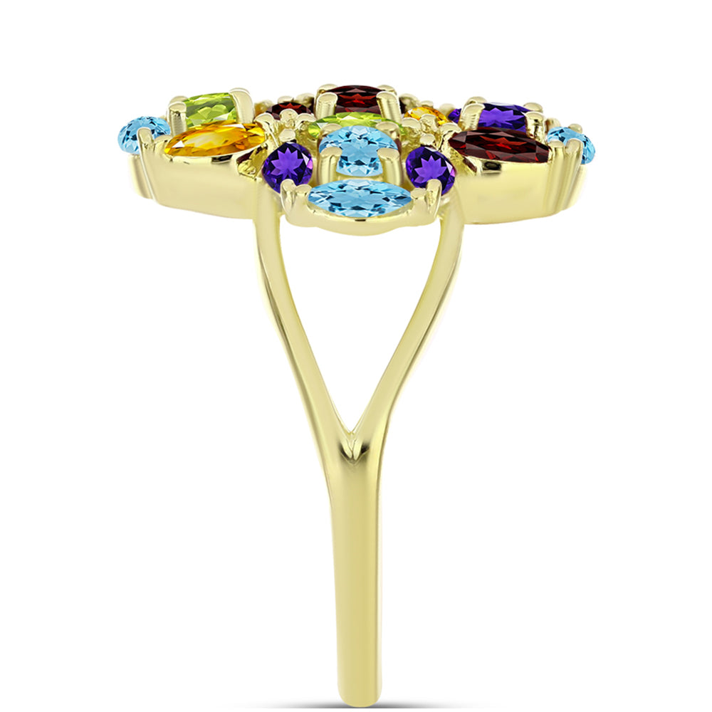 Goldplattierter Silberring mit Barton Granat und marokkanischem Amethyst 4 