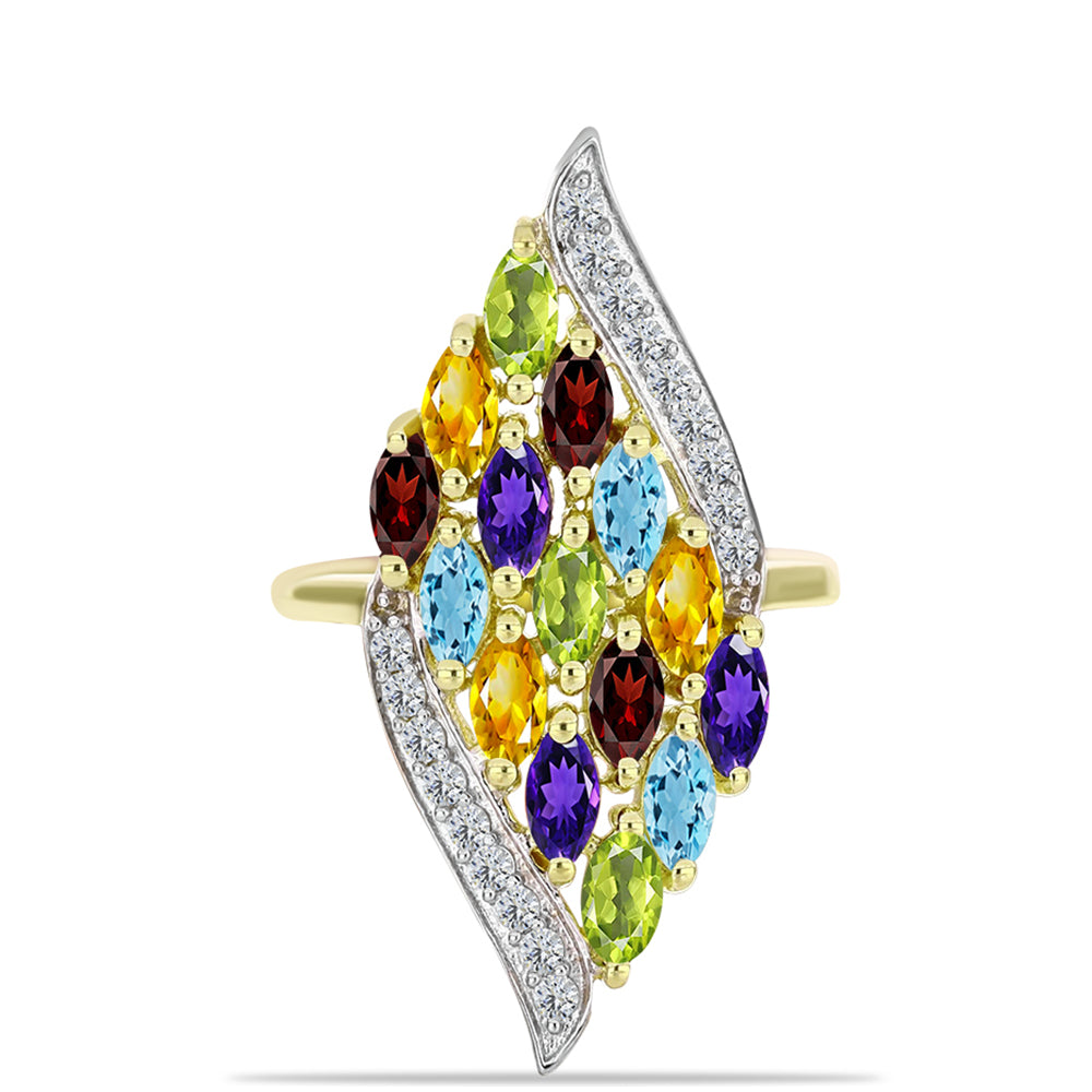 Goldplattierter Silberring mit Barton Granat und marokkanischem Amethyst