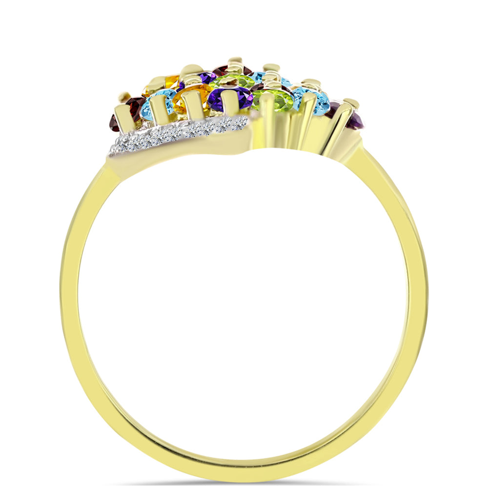 Goldplattierter Silberring mit Barton Granat und marokkanischem Amethyst