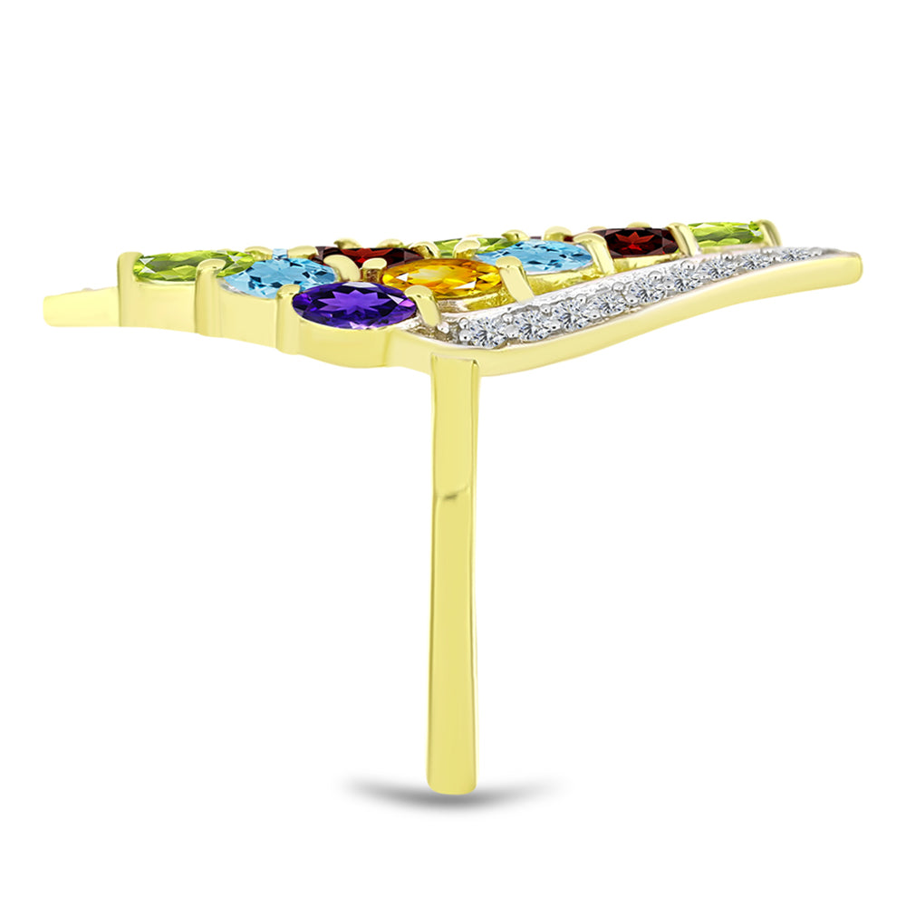 Goldplattierter Silberring mit Barton Granat und marokkanischem Amethyst 4 