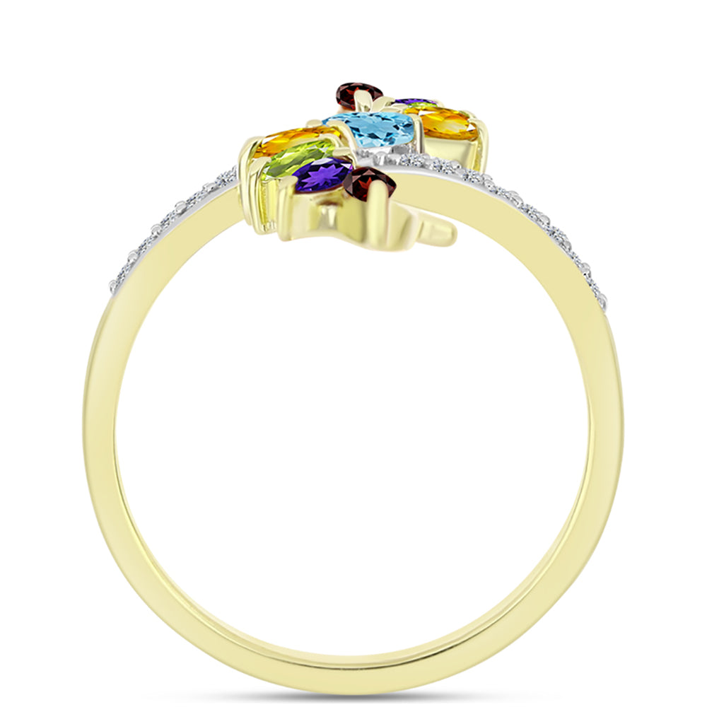 Goldplattierter Silberring mit Barton Granat und marokkanischem Amethyst 2 