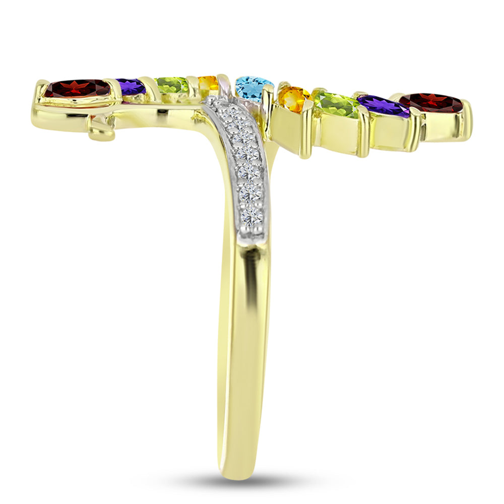 Goldplattierter Silberring mit Barton Granat und marokkanischem Amethyst 4 